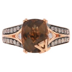 Anello con diamante di quarzo fumé di Le Vian - Oro rosa 14k a scacchiera 3,44 ct.