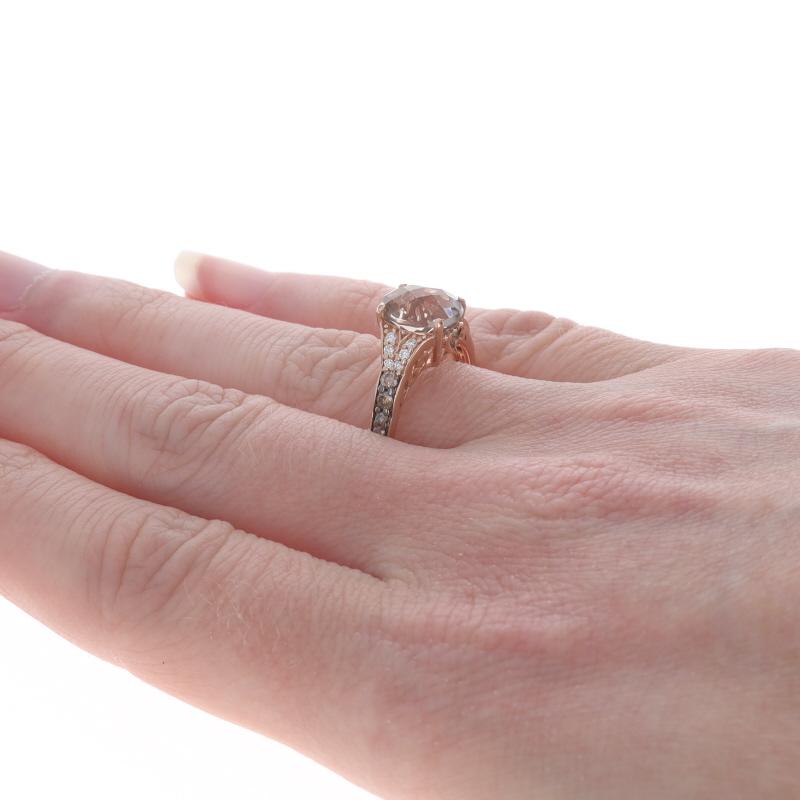 Women's Le Vian Smoky Quartz Diamond Ring - Rose Gold 14k Oval Checkerboard 2.34ctw For Sale