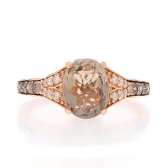 Le Vian Smoky Quartz Diamond Ring - Rose Gold 14k Oval Checkerboard 2.34ctw