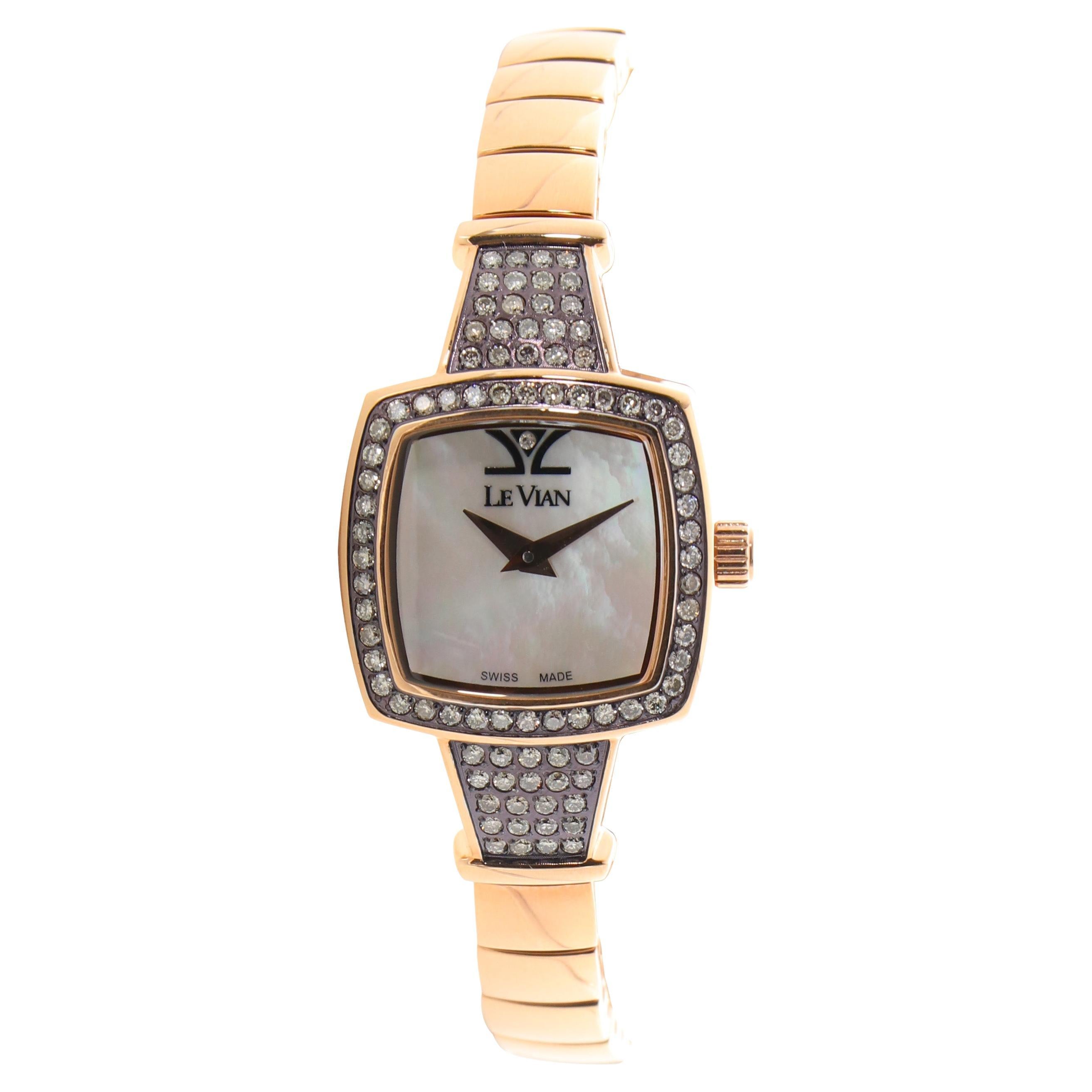 Le Vian Square Ladies' Wristwatch Chocolate and Vanilla For Sale
