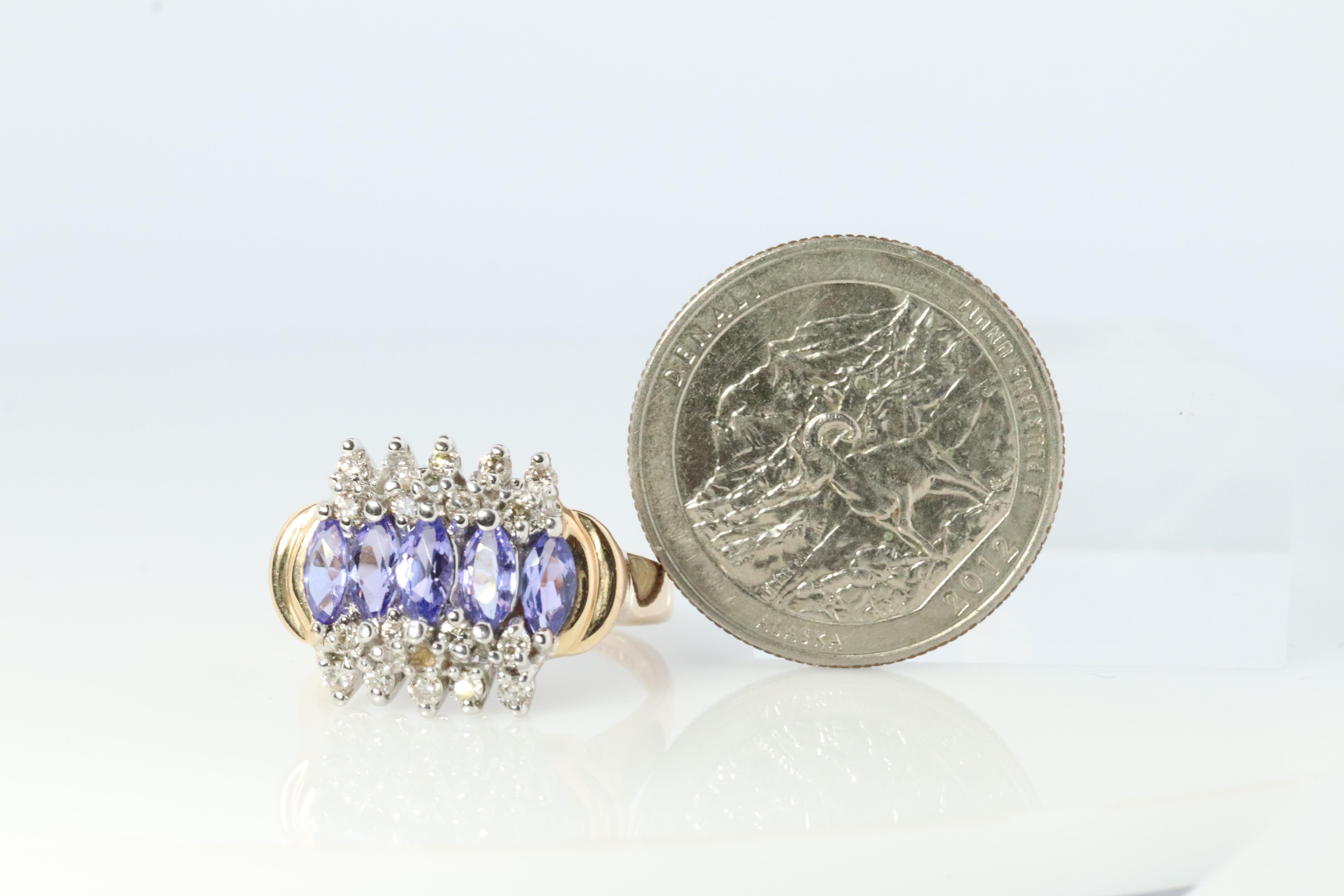 Moderne Le Vian, bague en or jaune 14 carats avec tanzanite et diamants en vente