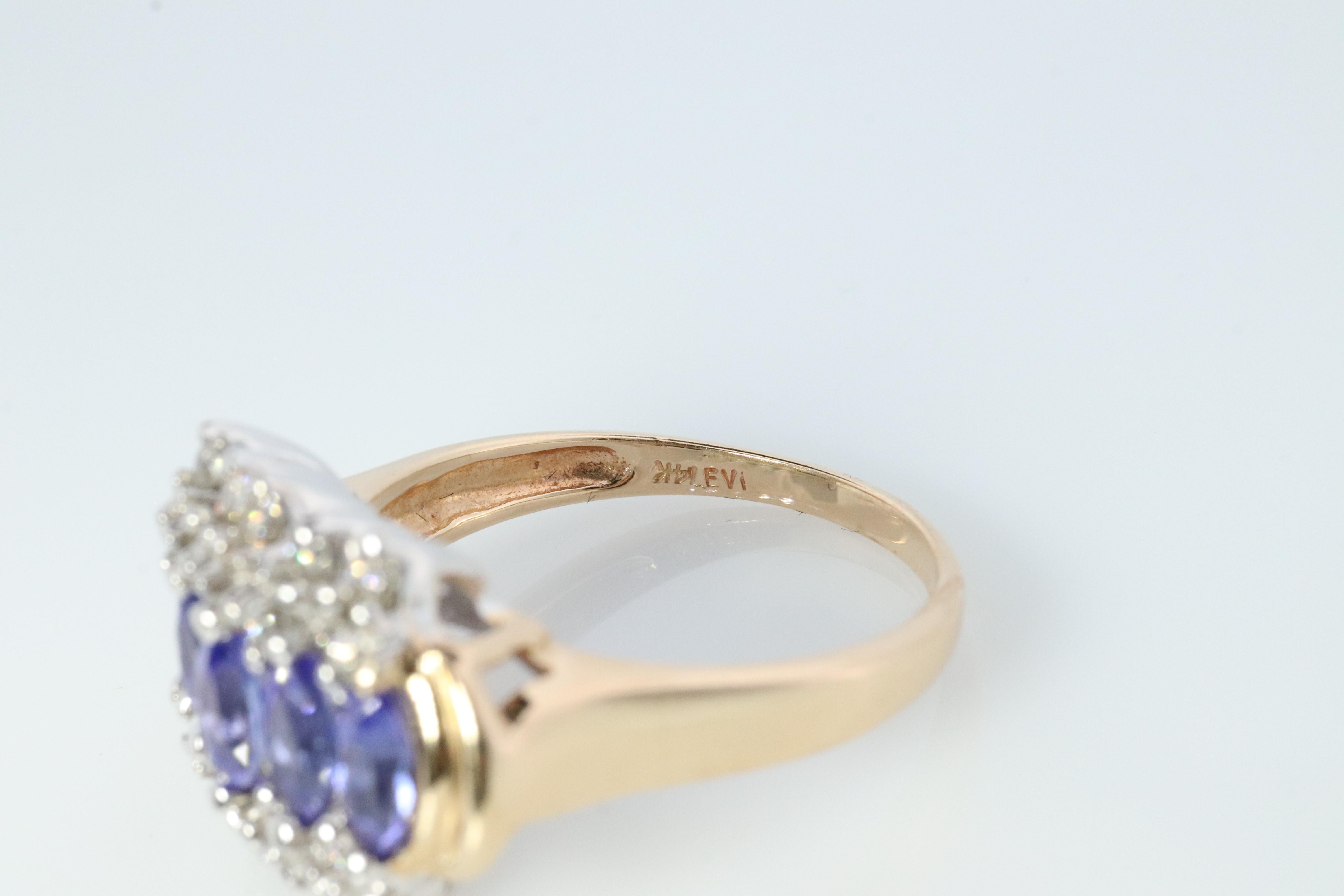 Le Vian, bague en or jaune 14 carats avec tanzanite et diamants Bon état - En vente à Port Charlotte, FL