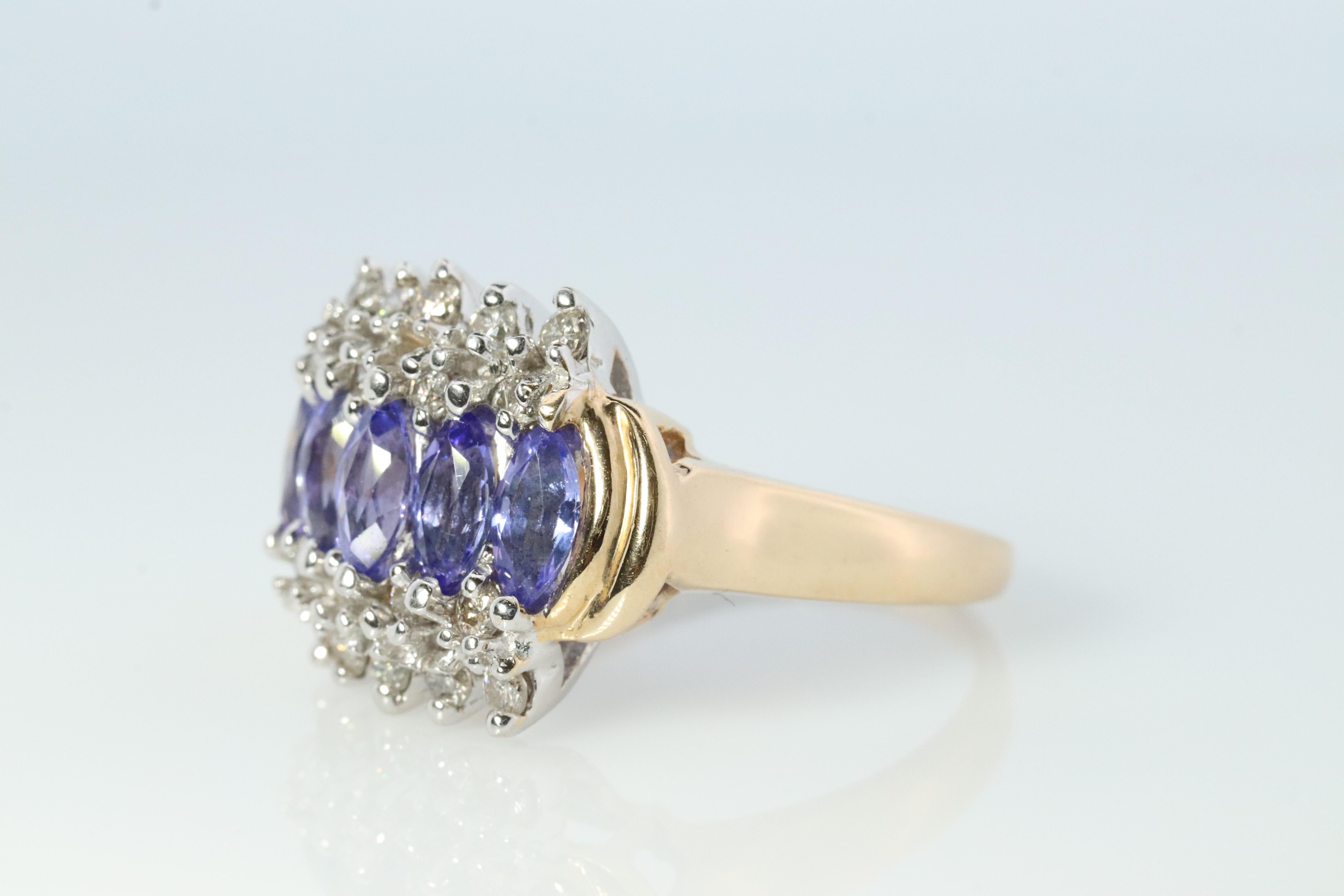 Le Vian, bague en or jaune 14 carats avec tanzanite et diamants en vente 1