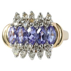 Le Vian Tanzanite and Diamond Ring 14k yellow gold Tanzanite Levian Cluster band