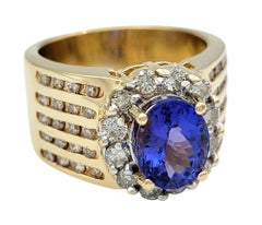 Le Vian Tanzanite and Diamond Wide Band Ring in Polished 14 Karat Yellow Gold