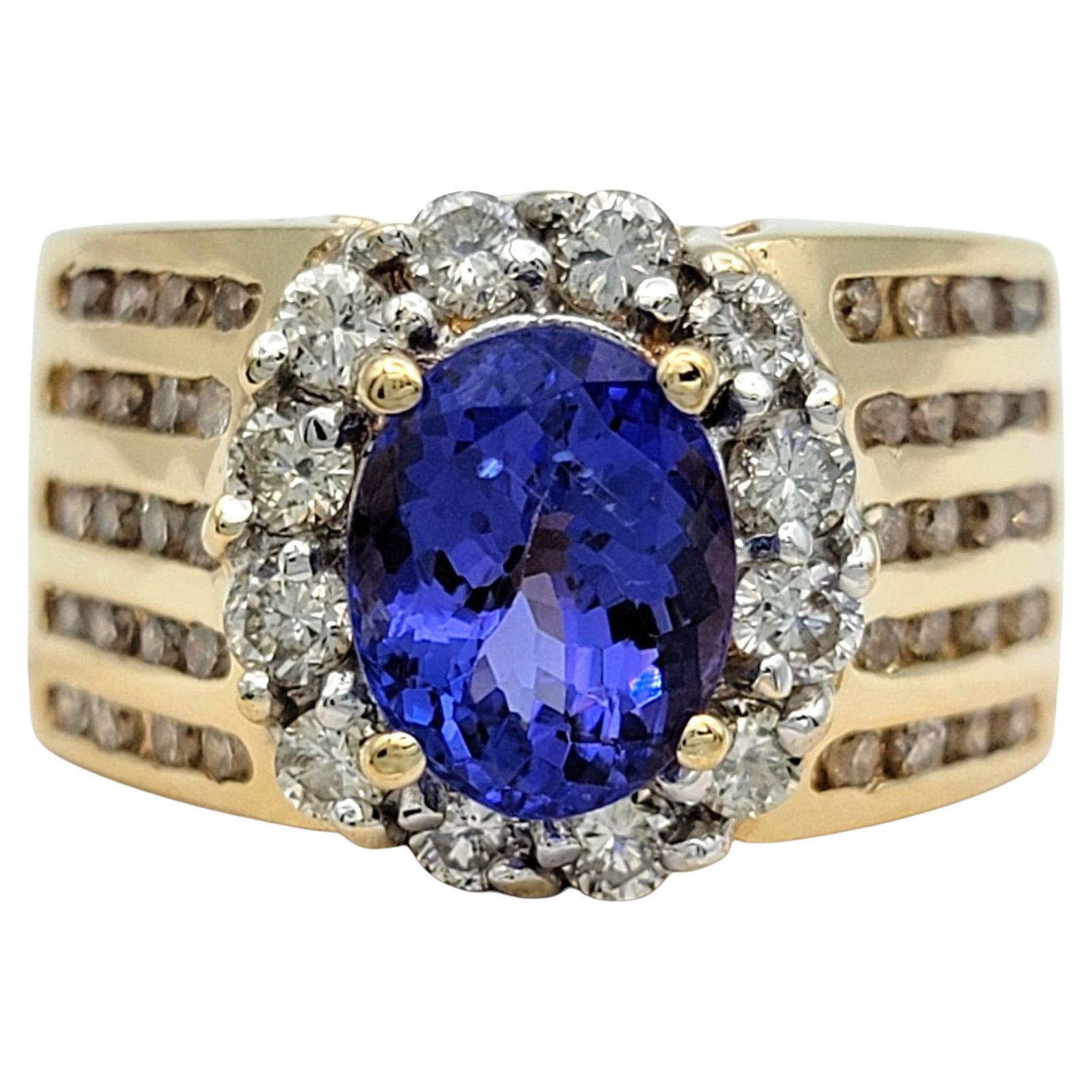 Le Vian Tanzanite and Diamond Wide Band Ring in Polished 14 Karat Yellow Gold