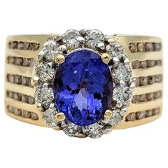 Le Vian Tanzanite and Diamond Wide Band Ring in Polished 14 Karat Yellow Gold