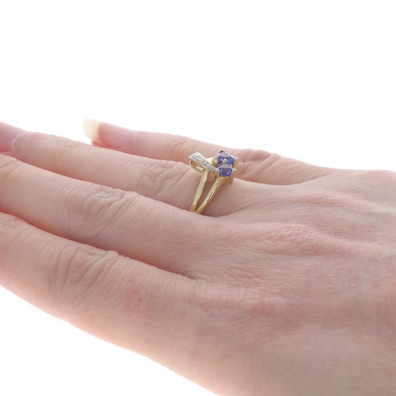 Women's Le Vian Tanzanite Diamond Ring - Yellow Gold 18k Trillion .46ctw Two-Stone