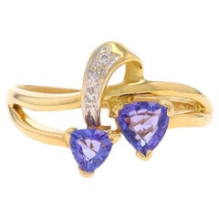 Le Vian Tanzanite Diamond Ring - Yellow Gold 18k Trillion .46ctw Two-Stone
