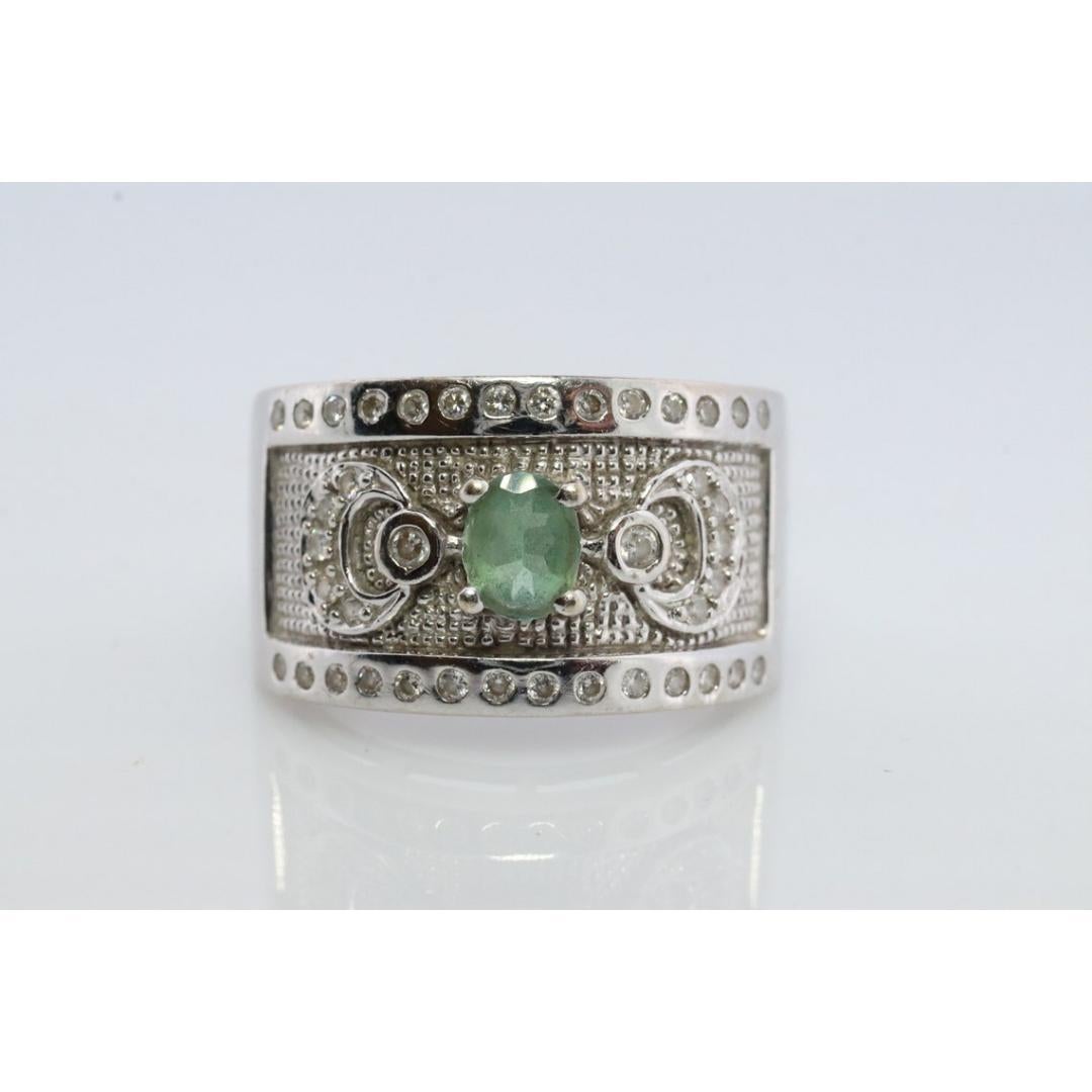 Le Vian Bague large saphir sarcelle et diamant. Or blanc 14k Levian Le Vian Bon état - En vente à Port Charlotte, FL