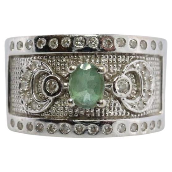 Le Vian Teal Sapphire and Diamond Wide Ring. 14k White gold Levian Le Vian