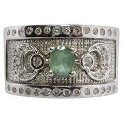 Le Vian Teal Sapphire and Diamond Wide Ring. 14k White gold Levian Le Vian