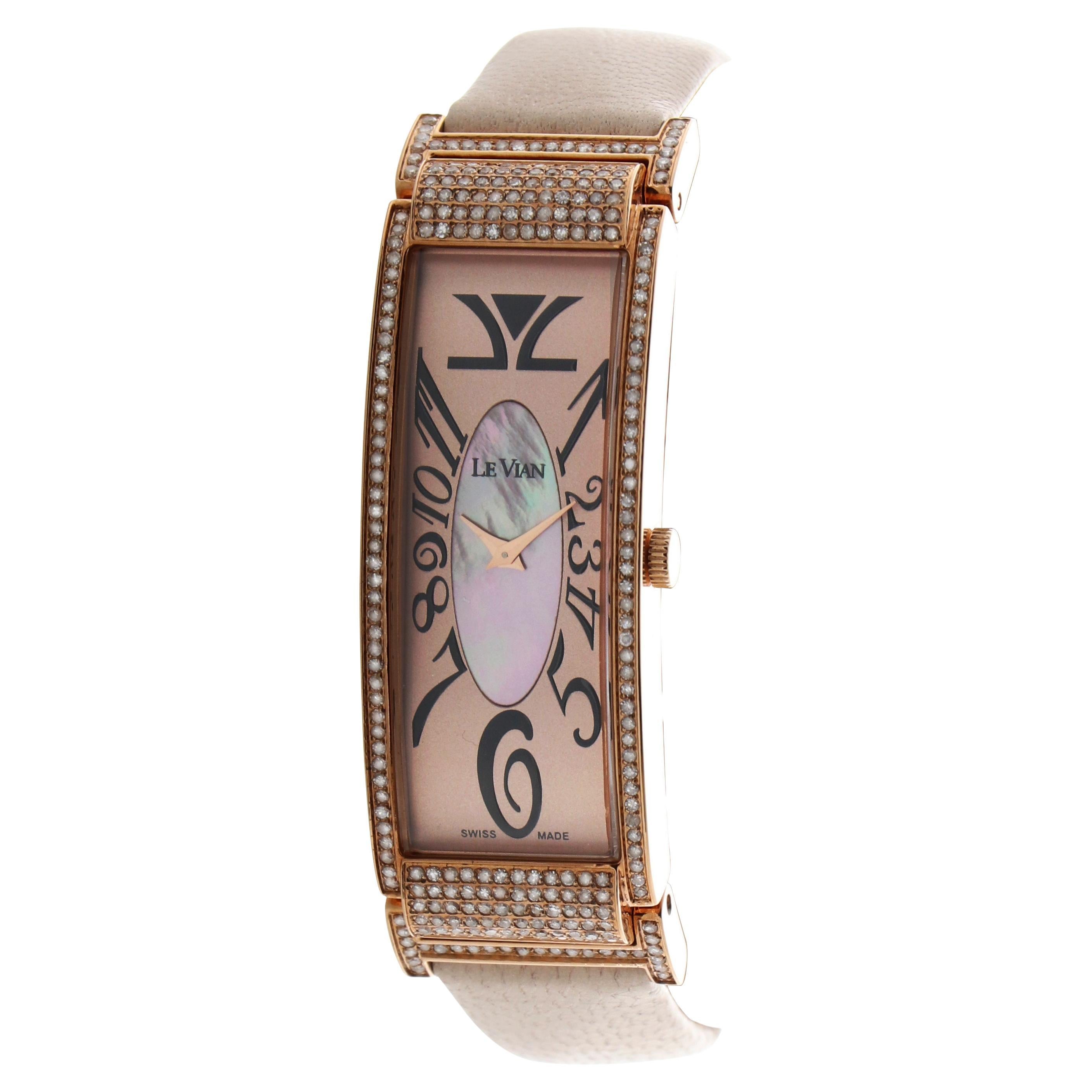 Le Vian Time Rectangle Watch Nude Diamonds in Stainless Steel