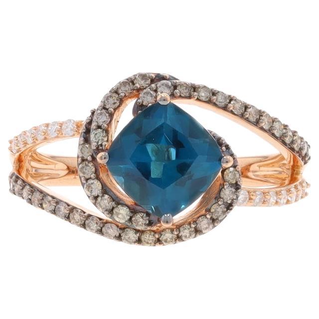Le Vian Topaz Diamond Bypass Ring Rose Gold 14k Cushion 2.00ctw Limited Edition For Sale