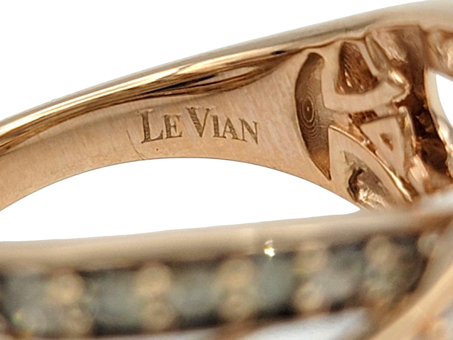 Le Vian Triple Row White and Brown Pavé Diamond Band Ring in 14 Karat Rose Gold in vendita 2