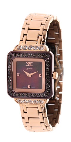 Le Vian Watch Chocolate Quartz Vanilla Topaz in Strawberry Gold Stainless Steel