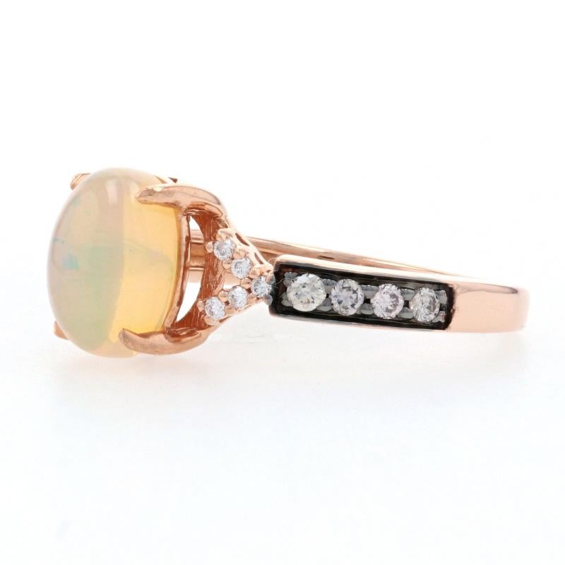 Oval Cut Le Vian Welo Opal & Diamond Ring, Rose Gold 14k Oval Cabochon Cut .96ctw For Sale