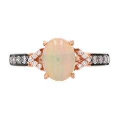 Ring mit Opal und Diamant von Vian Welo, Roségold 14k Oval im Cabochon-Schliff 0,96ctw