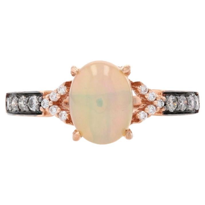 Le Vian Welo Opal & Diamond Ring - Rose Gold 14k Oval Cabochon Cut .96ctw For Sale