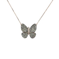 Le Vian White and Brown Diamond Butterfly Rose Gold Necklace