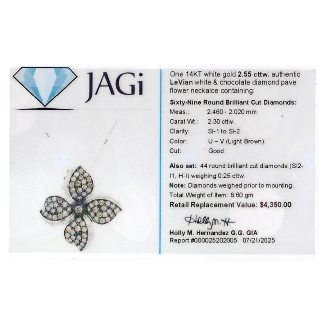 Le Vian - Collier pendentif fleur en or blanc 14 carats avec diamants blancs et chocolats en vente 4