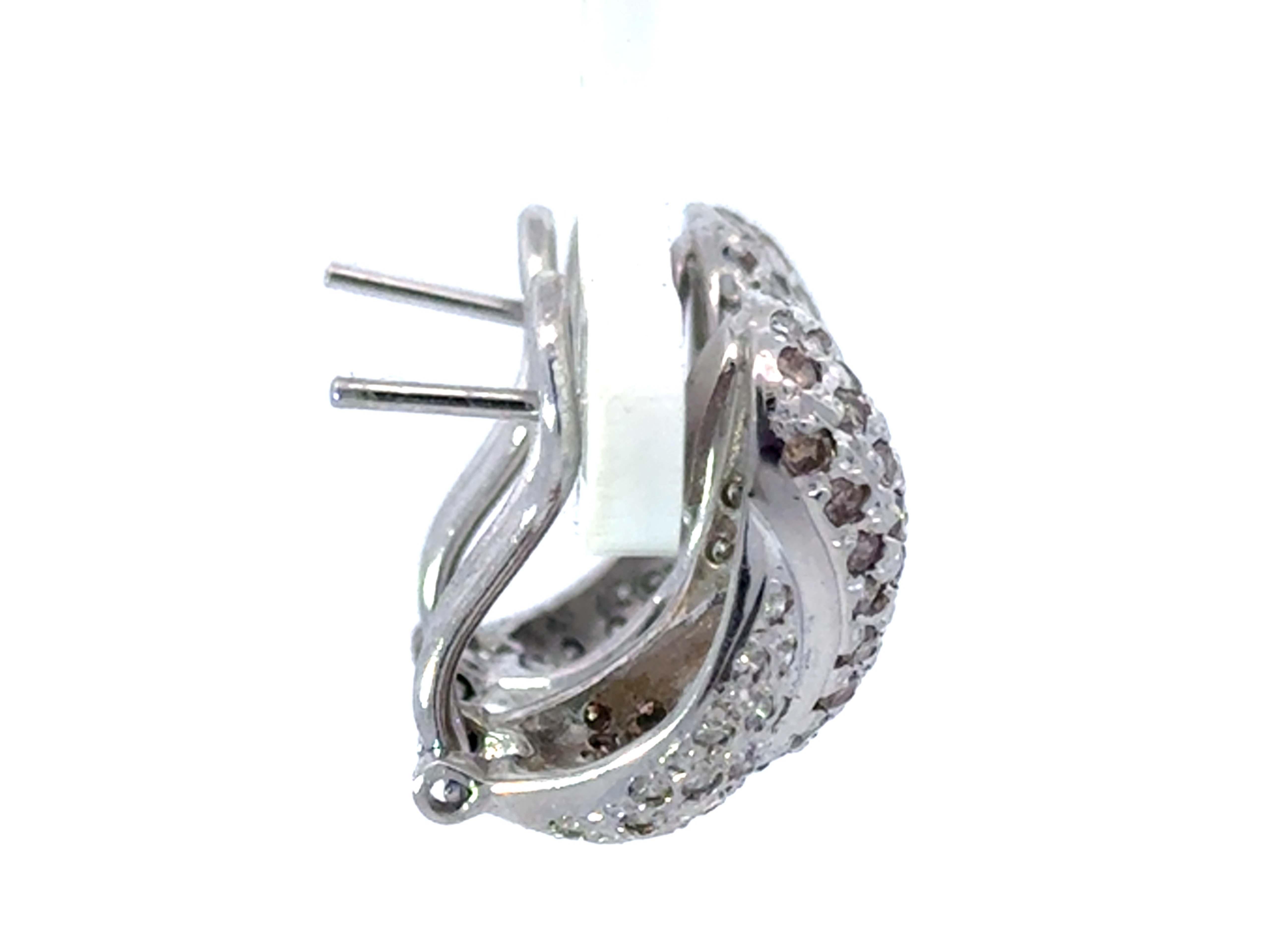 Brilliant Cut Le Vian Wide Diamond Huggie Earrings 14K White Gold For Sale