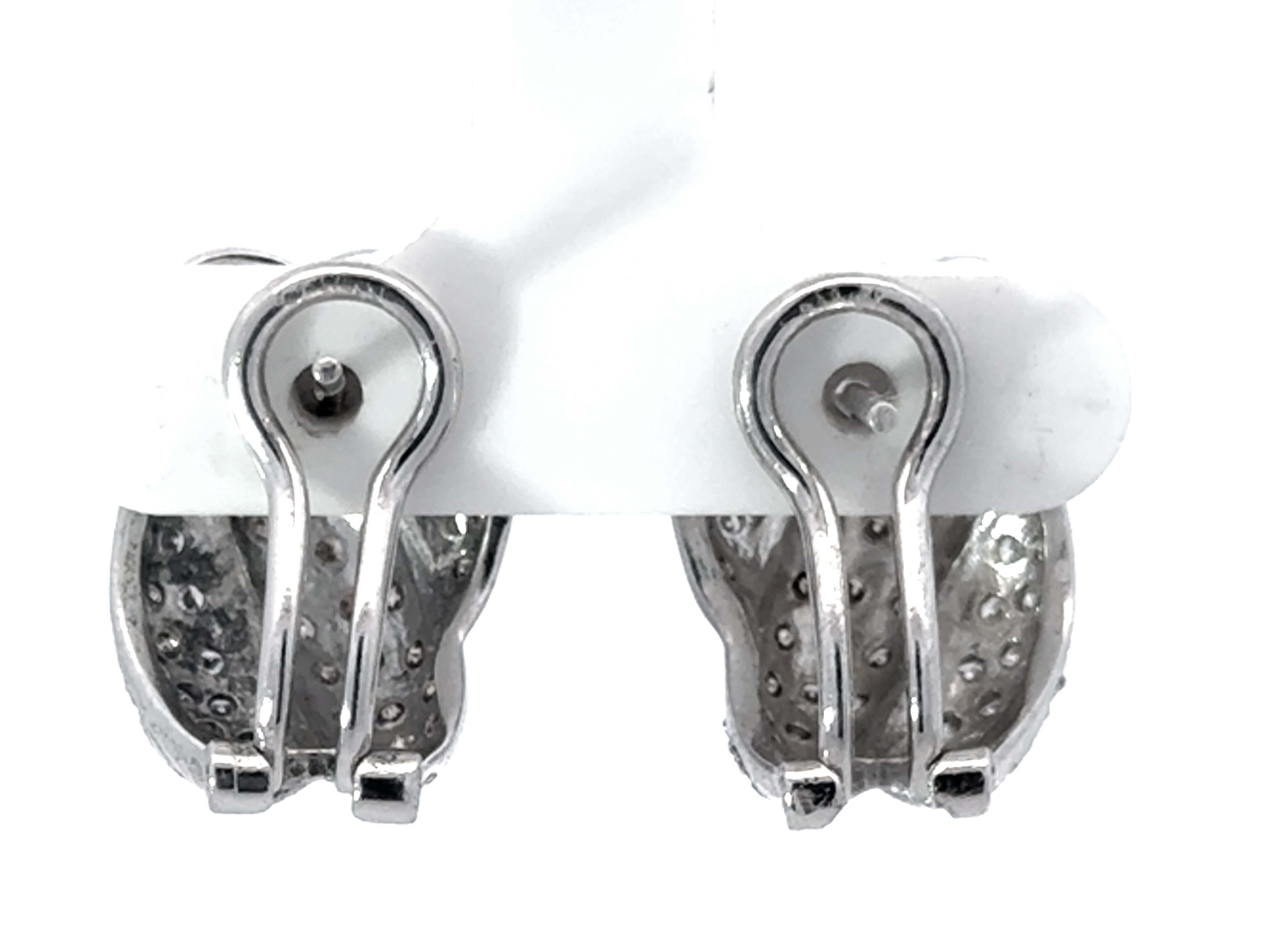 Women's Le Vian Wide Diamond Huggie Earrings 14K White Gold For Sale