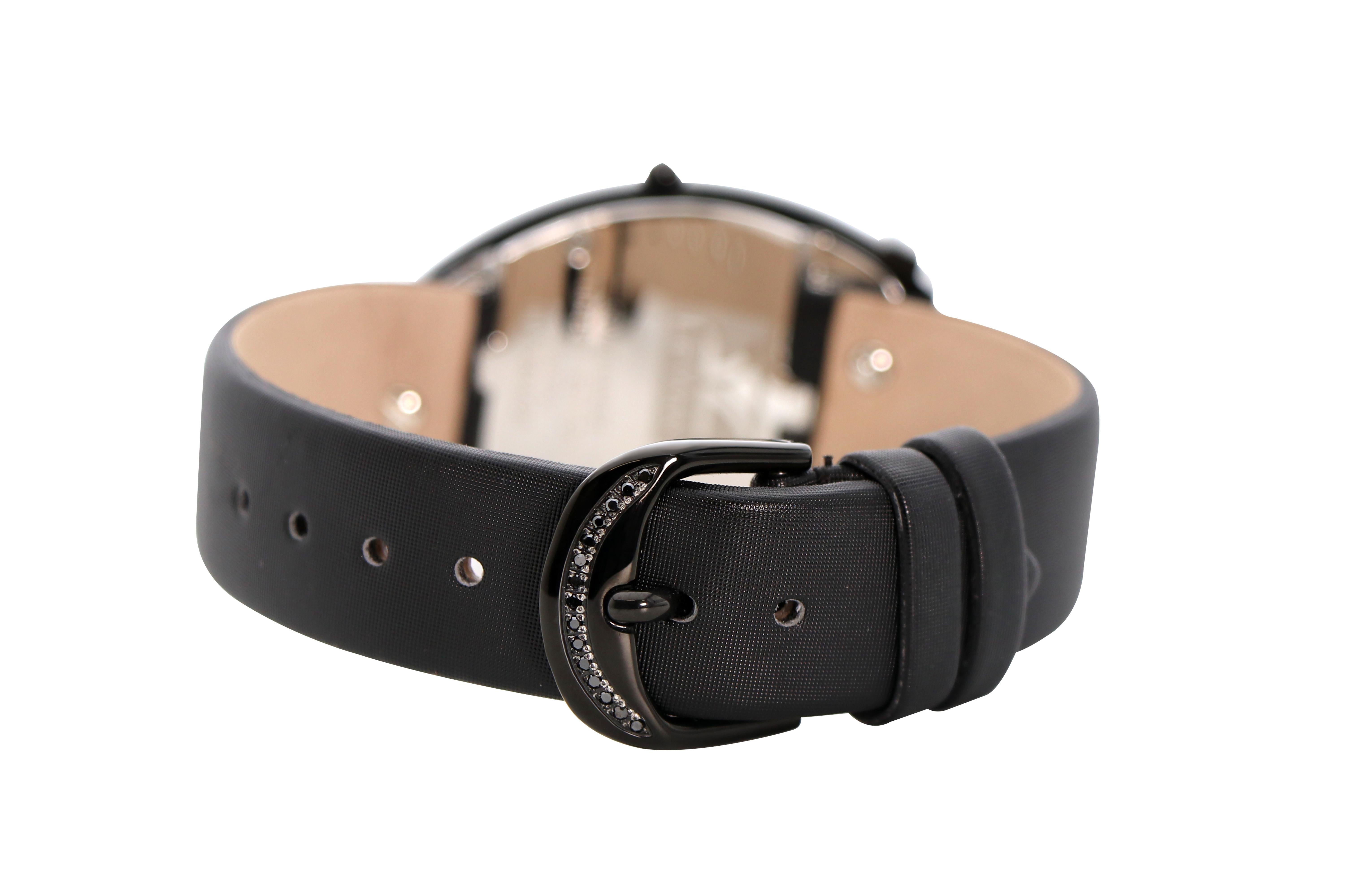 Women's or Men's Le Vian Wristwatch Blackberry Diamonds in Black Stainless Steel and Satin Strap