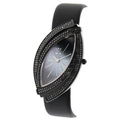 Montre-bracelet Le Viane Blackberry Diamonds en acier inoxydable noir et bracelet en satin