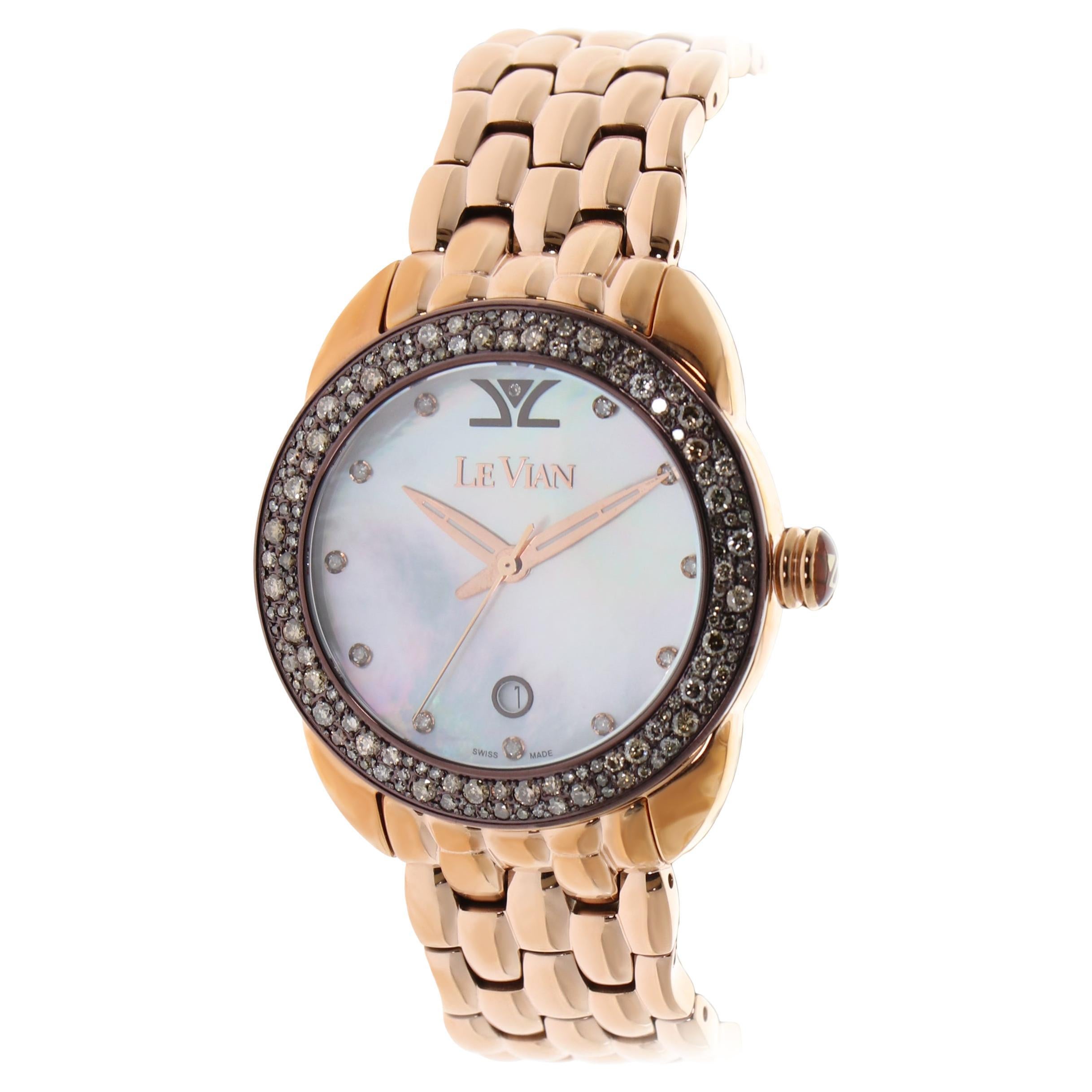 Le Vian Wristwatch Chocolate Vanilla Diamonds Strawberry Gold Stainless Steel For Sale