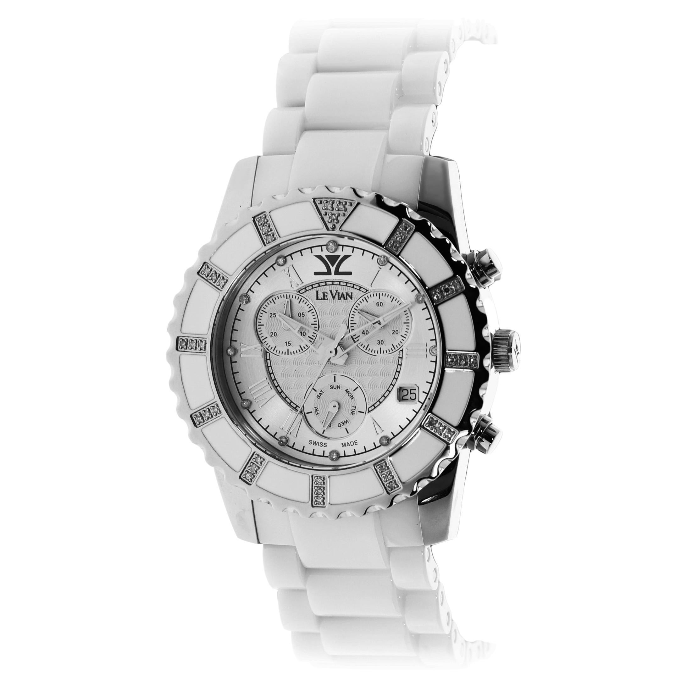 Le Vian Wristwatch Vanilla Diamonds in Vanilla Stainless Steel and Ceramic Band For Sale