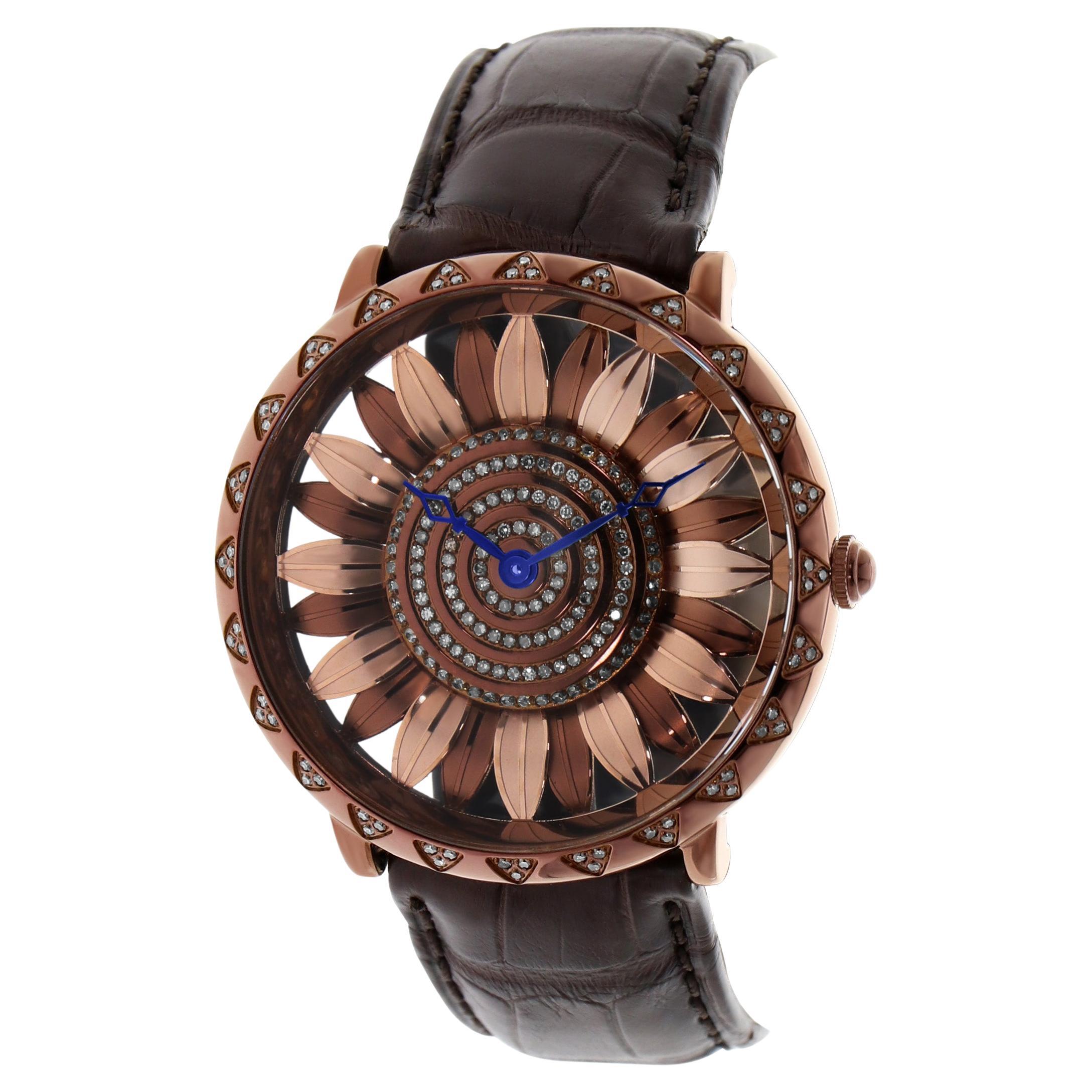 Le Vian Wristwatch with Chocolate Diamonds Orange Sapphire Stainless Steel For Sale