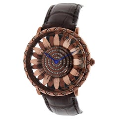 Armbanduhr von Le Vian mit schokoladenfarbenen Diamanten und orangefarbenem Saphir aus Edelstahl