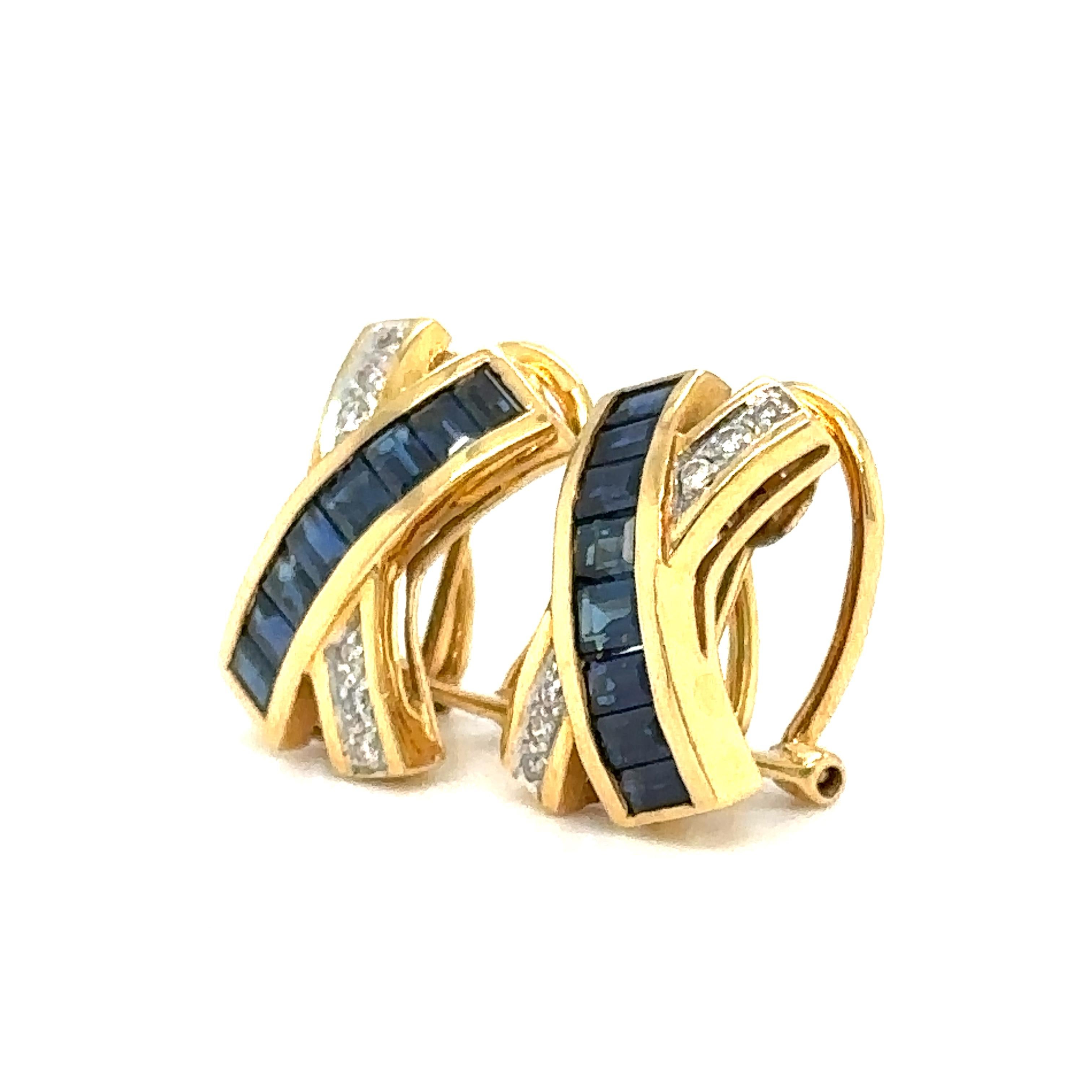 Women's Le Vian Earrings with Sapphires and Diamonds in 18 Karat Yellow Gold For Sale