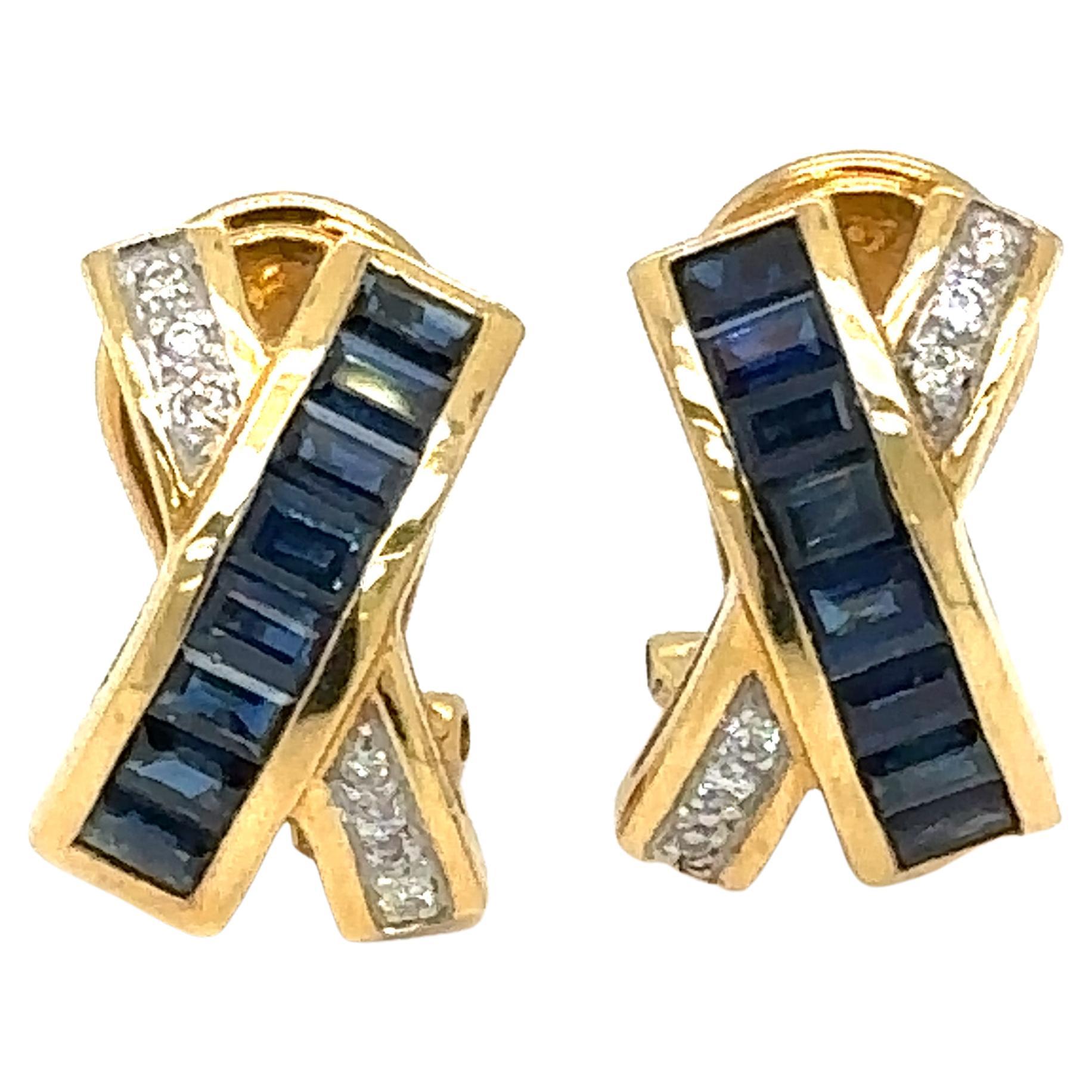 Le Vian X Style Earrings with Sapphires and Diamonds in 18 Karat Yellow Gold