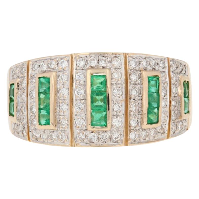 Le Vian Yellow Gold Emerald & Diamond Ring, 14k Square Cut .83ctw