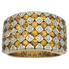 Le Vian Yellow Sapphire and Diamond Checkerboard Ring in Two Tone 14 Karat Gold