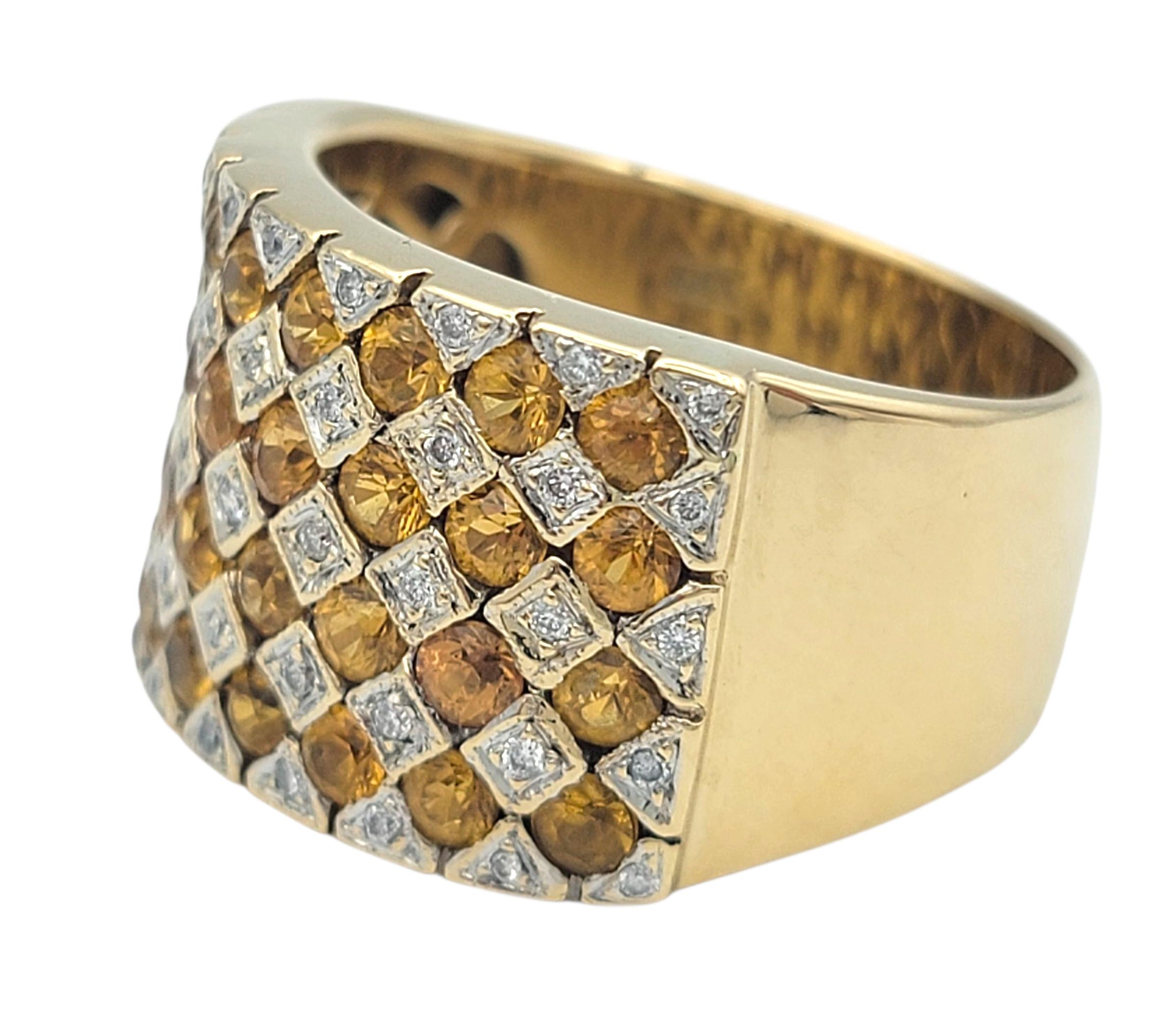 Anello Le Vane con zaffiro giallo e diamanti a scacchiera in oro bicolore 14 carati In condizioni buone in vendita a Scottsdale, AZ