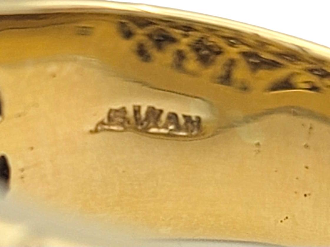 Anello Le Vane con zaffiro giallo e diamanti a scacchiera in oro bicolore 14 carati in vendita 1