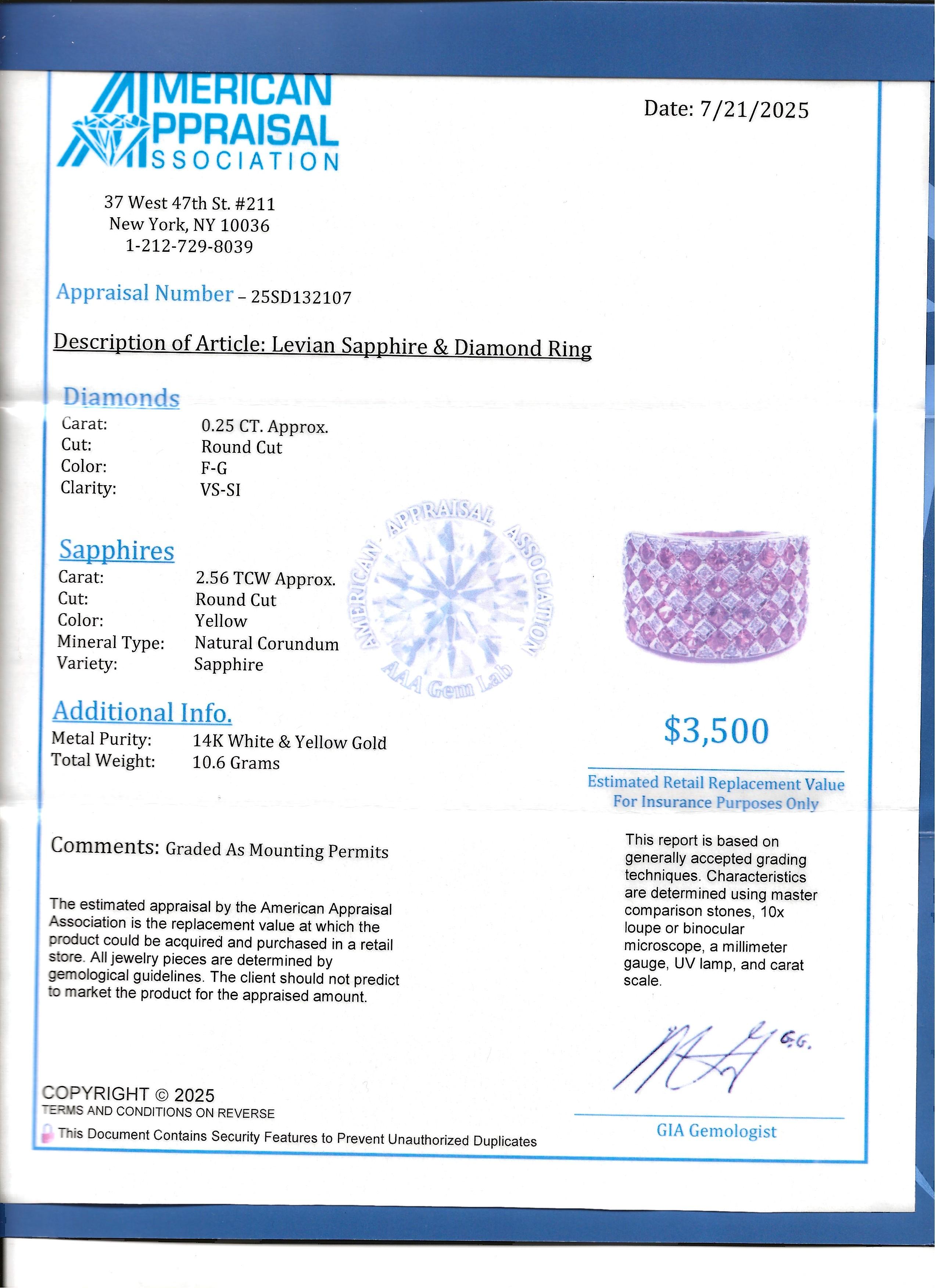Le Vian - Bague à large bande en or 14 carats avec saphir jaune et diamant en forme de damier en vente 5