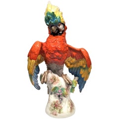 LE VIEUX PARIS Multicolored Cockatoo, France Art Nouveau Porcelain, circa 1900