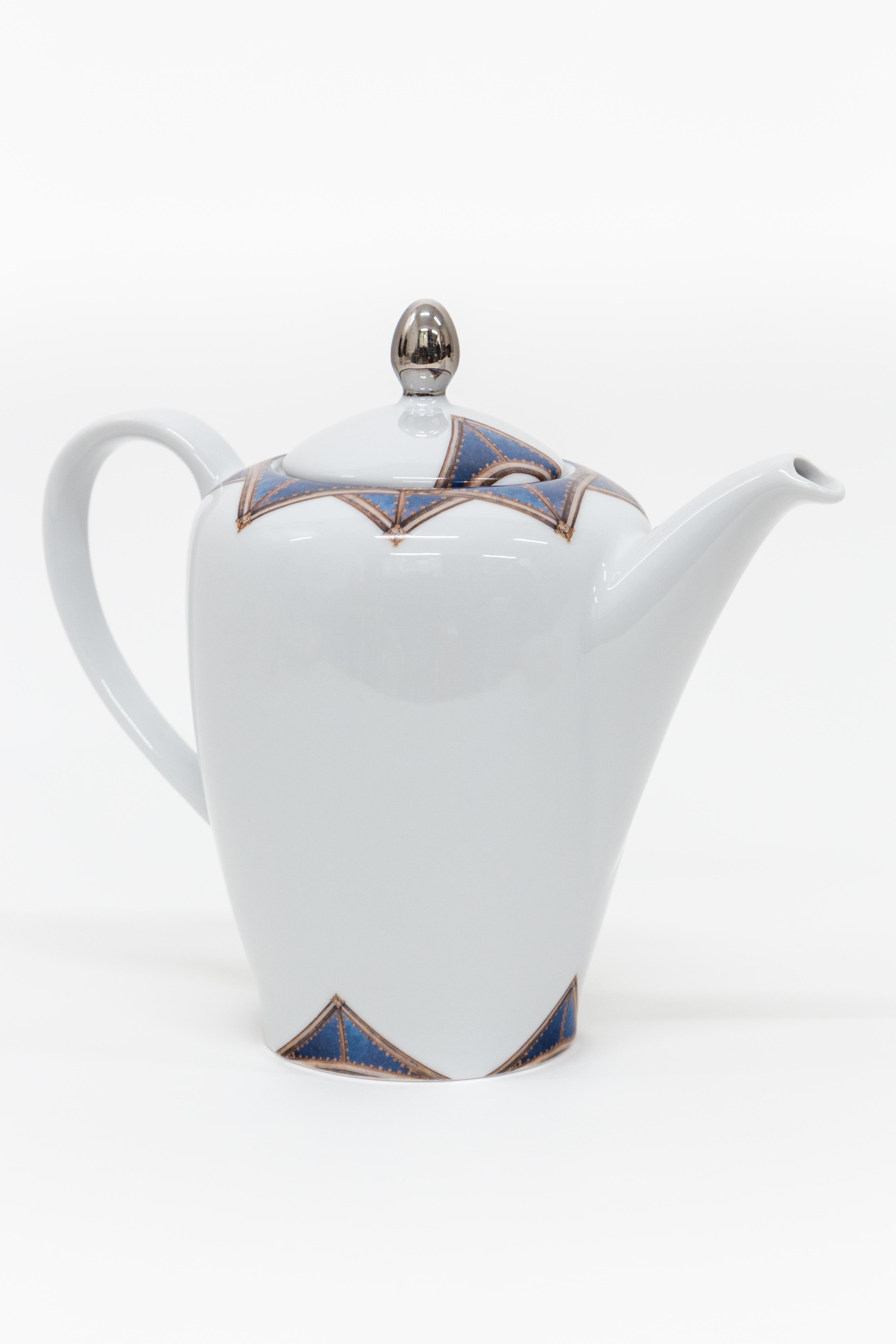 Italian Le Volte Celesti, Contemporary Decorated Porcelain Tea Time Set by Vito Nesta For Sale