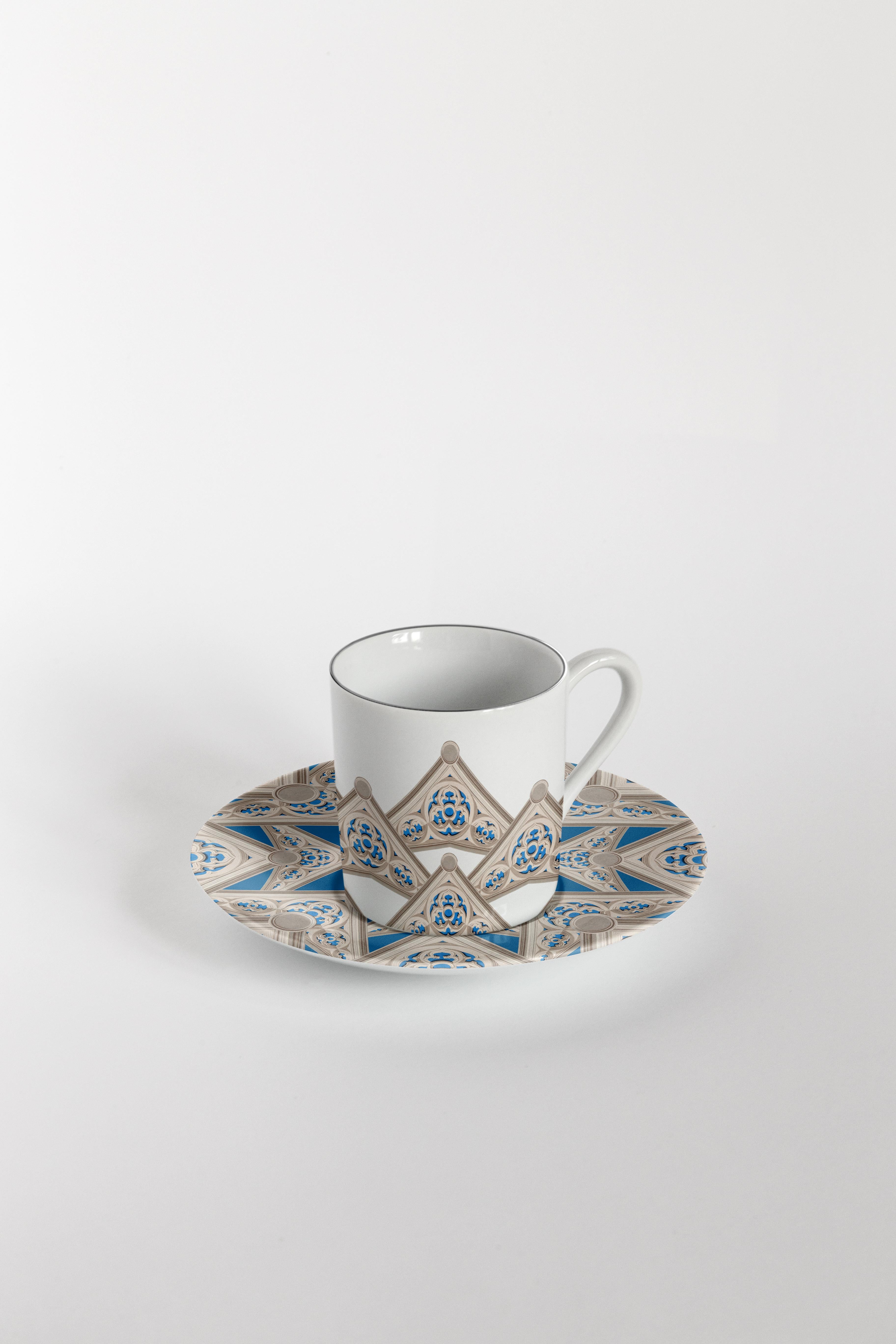 Le Volte Celesti, Six Contemporary Decorated Coffee Cups with Plates In New Condition For Sale In Milano, Lombardia