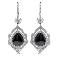Le2885-118k Weißgold & Schwarzer Diamant-Ohrring in Tropfenform