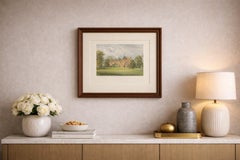 Lea Country House View, Victorian English Estate Landscape Engraving, c.1850