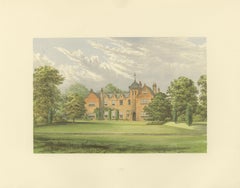 Lea Country House View, Victorian English Estate Landscape Engraving, c.1850