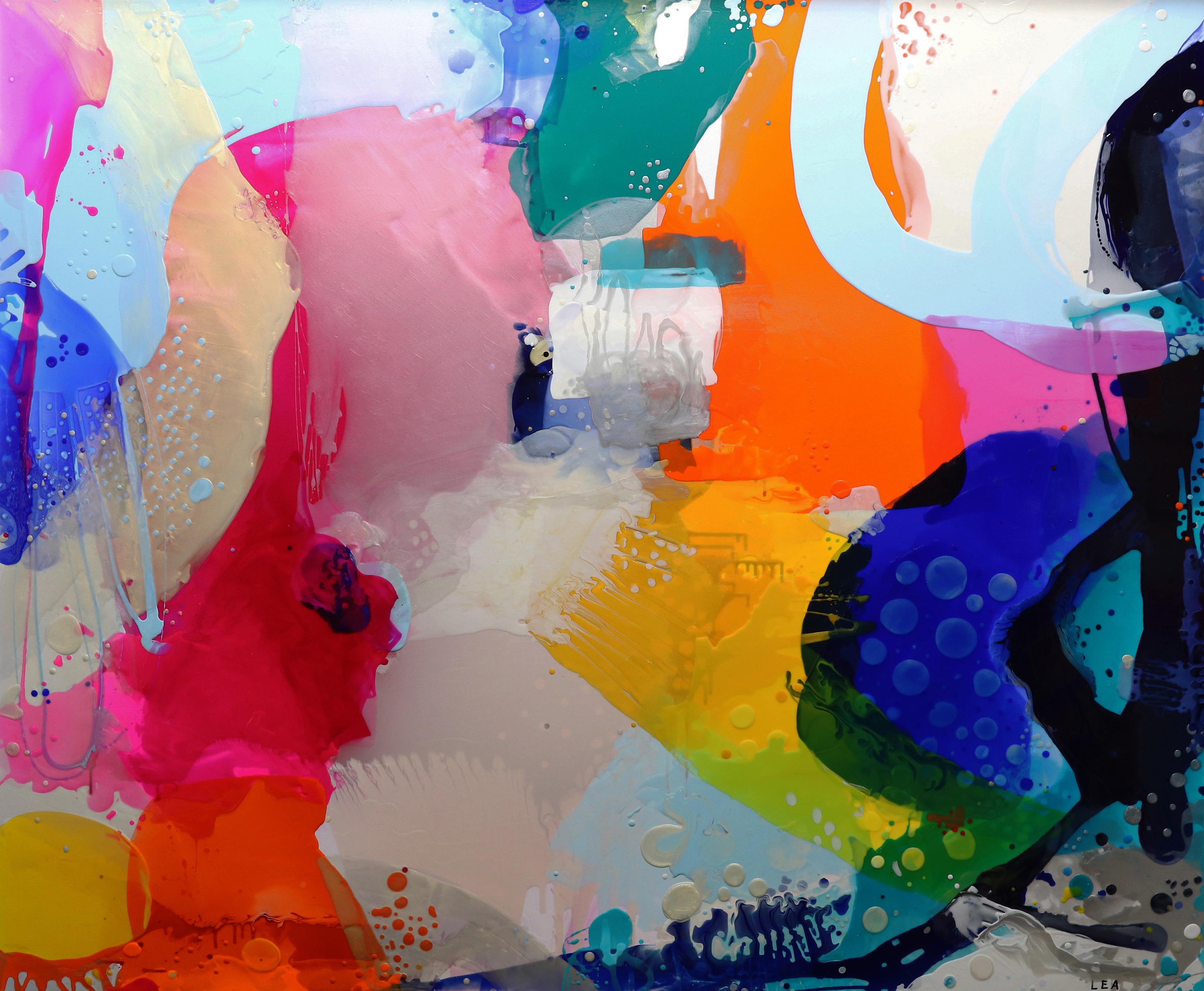 Go Big or Stay Home, Abstract Expressionist Painting, Acrylic, Resin on Canvas