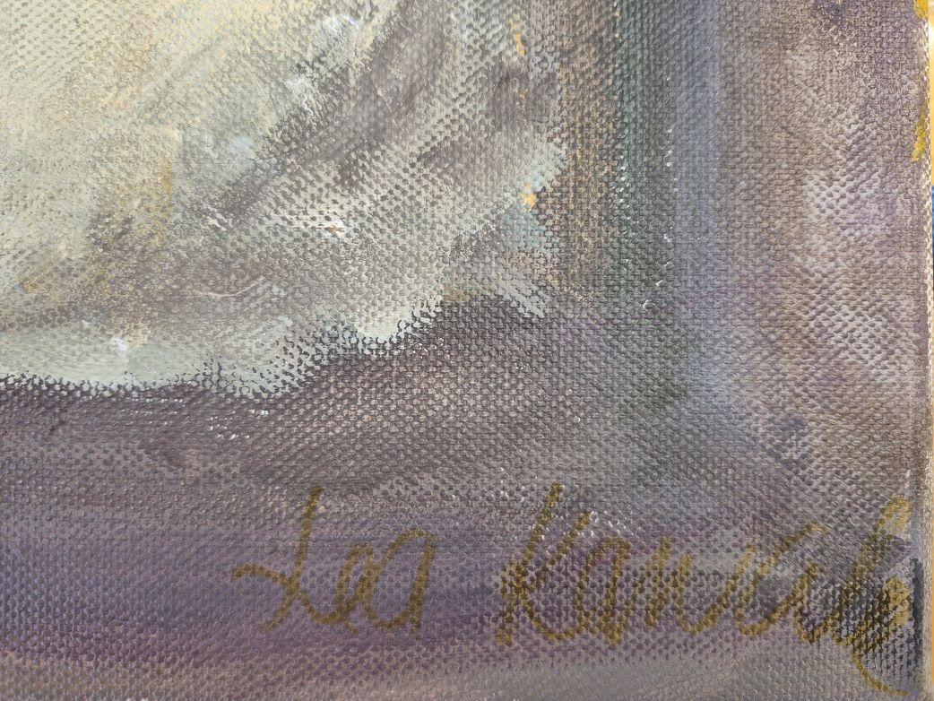 Dieses fesselnde Kunstwerk zeigt zwei Eisbären in einer Nahaufnahme, die fast wie ein Porträt wirkt. Ihre ausdrucksstarken Augen dominieren die Leinwand und ziehen den Betrachter in ihren ruhigen und doch fesselnden Blick. Die Verwendung weicher,