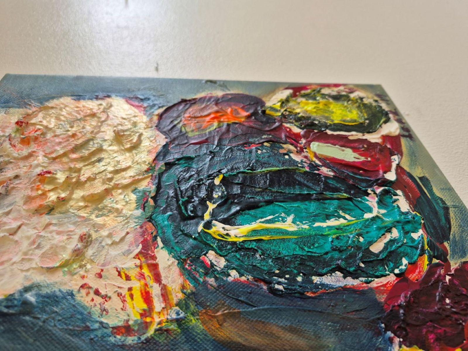 Flowers and pear - Painting by Lea Karvala