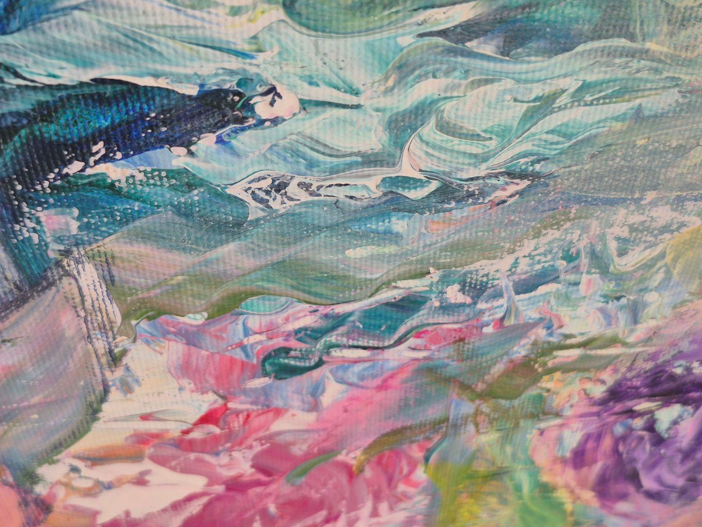 My daughter’s flowers - Abstract Painting by Lea Karvala